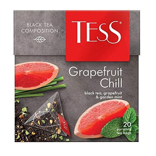 Tess Grapefruit Chill Black Tea Composition Black Tea, Grapefruit and Garden Mint Leaf Tea in 20 Pyramid Sachets