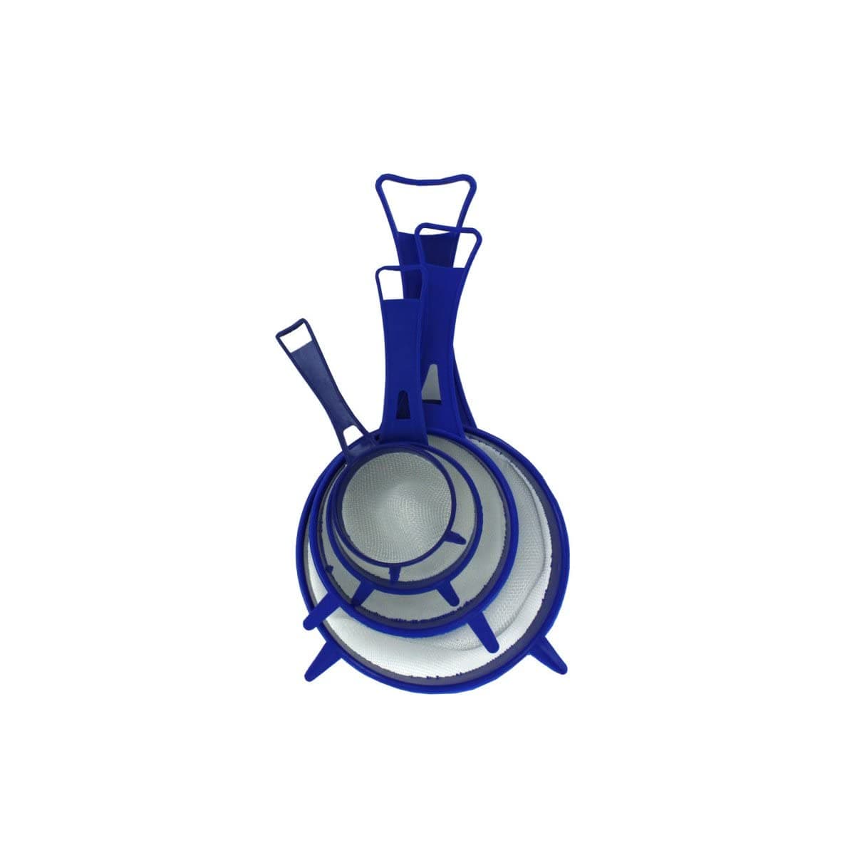 4-Piece Kitchen Strainer Set - Nylon Mesh Strainer - Assorted Medium Sizes (Set of 4) & Colors (Blue, Red, Green)