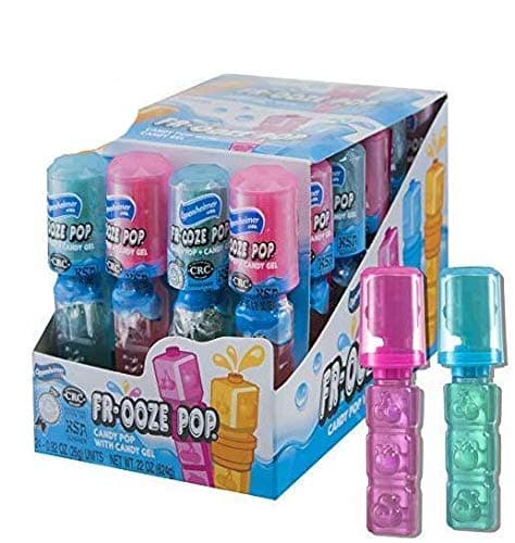 24-Pack Candy Pops with Fruit Flavored Candy Gel - Blue and Pink Assorted Lollipop Suckers Party Favors (Kosher, NET WT 22 OZ, 624g)