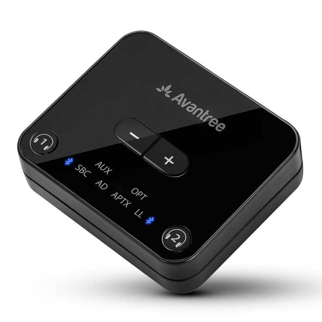 Avantree Audikast Plus Bluetooth 5.3 Transmitter for TV with Volume Control, aptX Low Latency Audio Adapter for 2 Headphones (Optical Digital, AUX, RCA, USB), Class1 30m High Distance, TV Transmitter,