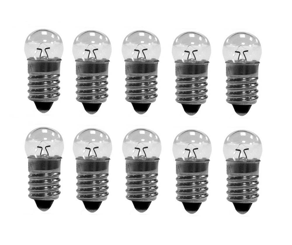 10x E10 Miniature Screw Base Light Bulbs 6V Flashlight Lamp Mini Light Bulbs (6, Volts)