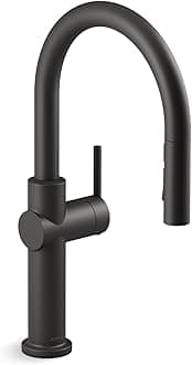Kohler22972-BL Crue Pull Down Kitchen Faucet with Multi Function Spray Head, Matte Black
