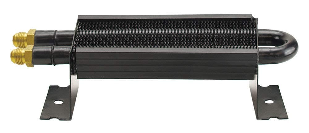 Derale Performance Fluid Cooler, 7000 Series, 2 Pass, 8.875 x 2.625 x 1.75 in, Tube Type, 6 AN Male Inlet/Outlet, Aluminum/Copper, Black Powder Coat, Universal, Each