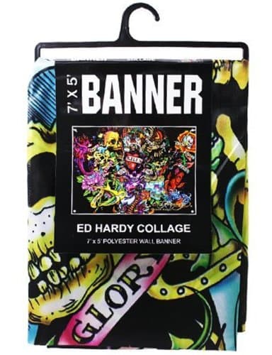 Ed Hardy Collage 7' X 5' Polyester Wall Banner