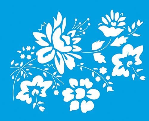 8.3" x 6.8" (21cm x 17cm) Reusable Flexible Plastic Stencil for Graphical Design Airbrush Decorating Wall Furniture Fabric Decorations Drawing Drafting Template - Flowers