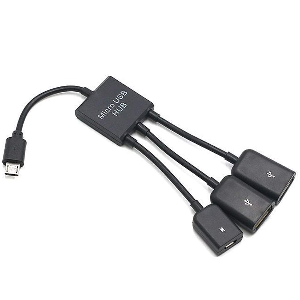 3 in 1 USB OTG Cable Adapter,3 in 1 Micro USB HUB Adaptor with Power 3-Port Charging OTG Host Cable Cord Adapter Micro USB Hub USB OTG Extension Adapter for Smartphone and Tablet Black