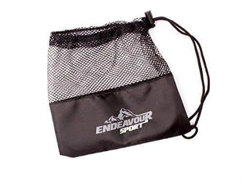 Endeavour Sport Small Black Mesh Drawstring Bag Multi-Purpose and Ideal as Swimming Goggle Bag, Pool, Beach, Boating Water Sports Travel Bag or Camping Organiser, Cosmetics, Toiletries, Gym, Tidy All