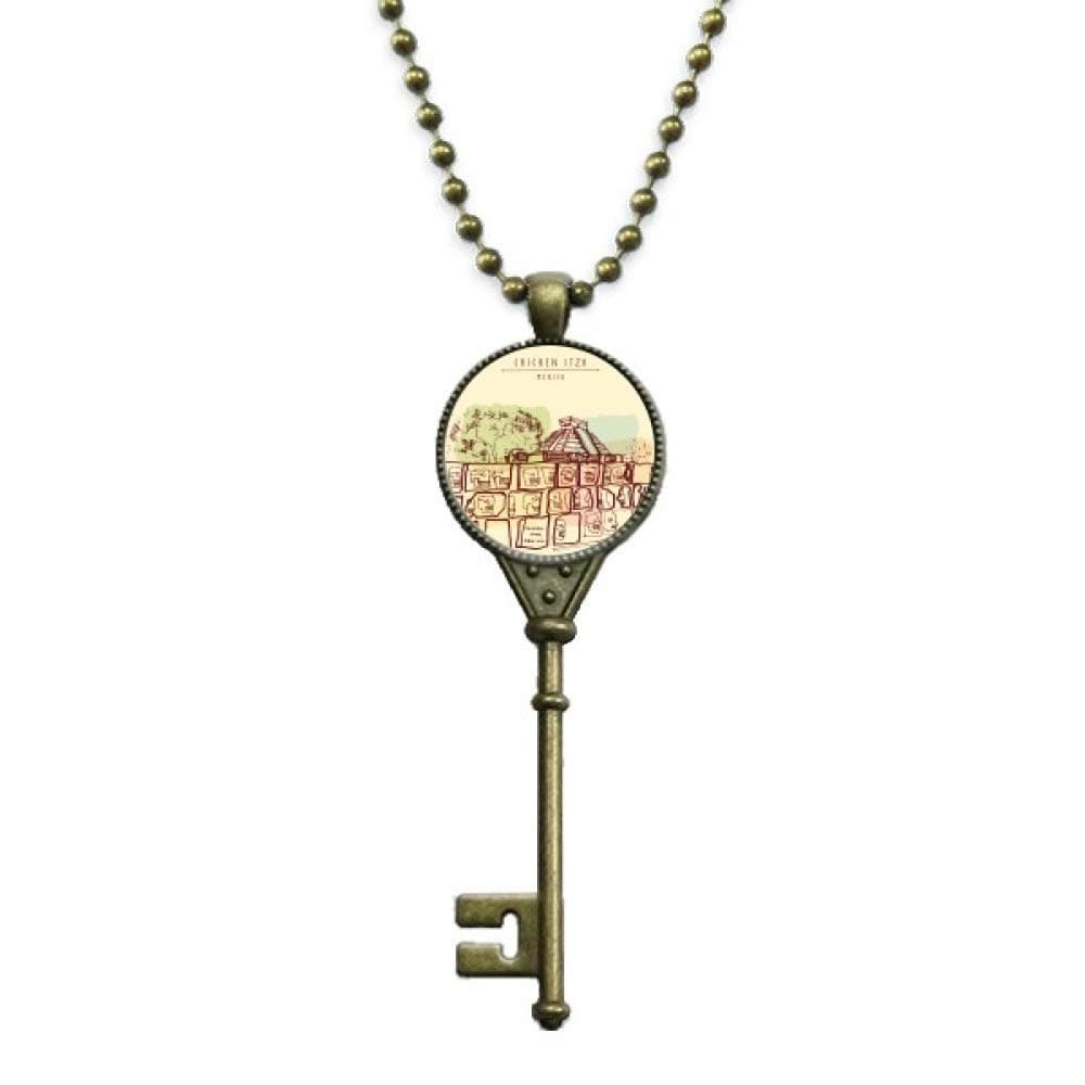 DIYthinker Chichen Itza Mexico Ancient Civilization Drawing Key Necklace Pendant Tray Embellished Chain