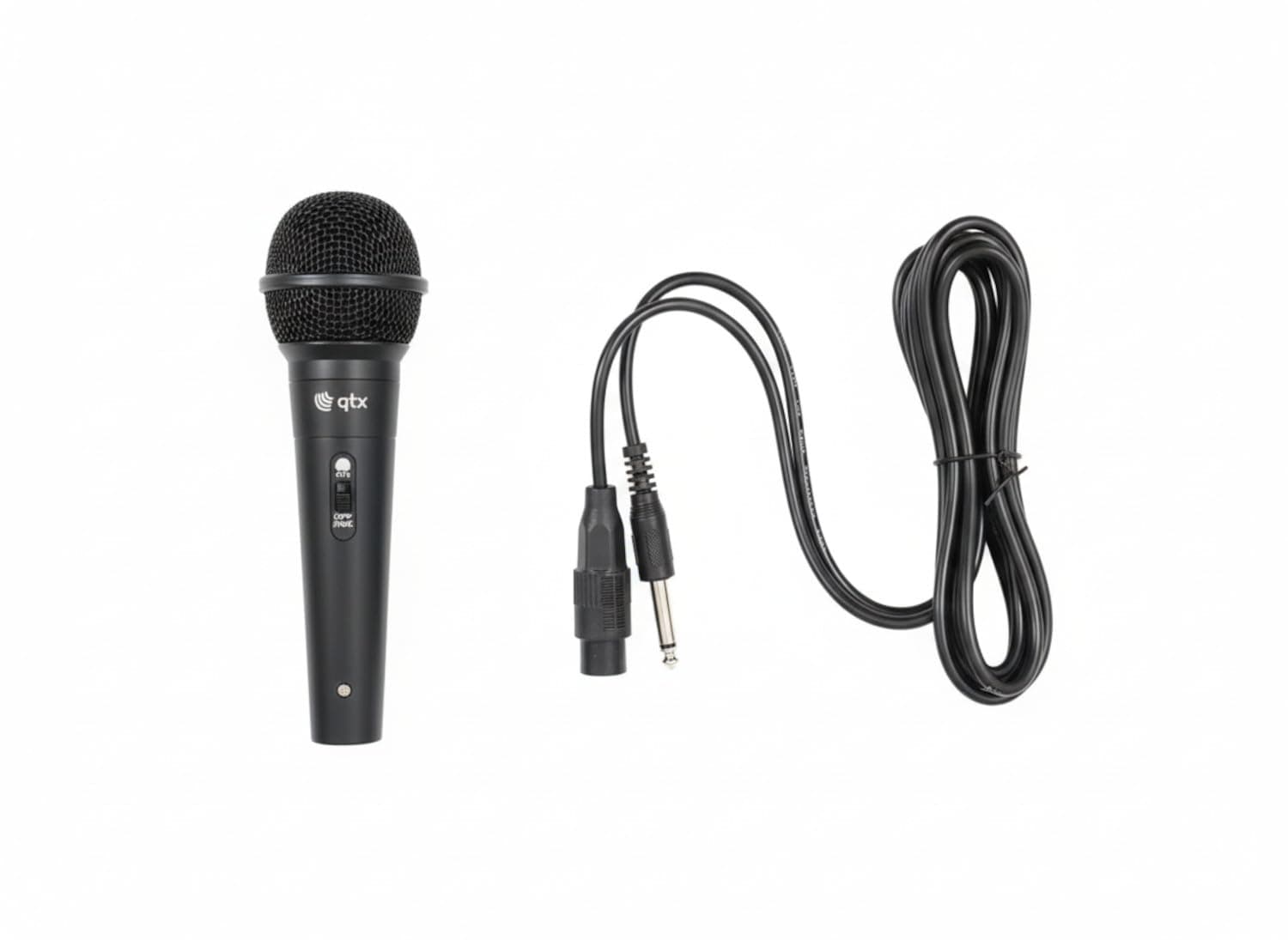 QTX Handheld Dynamic Microphone Professional Vocal & PA Microphone with XLR to 6.3mm Jack Lead Clear Sound, Durable Build & Easy On/Off Control for Singing, Speech & Stage Use
