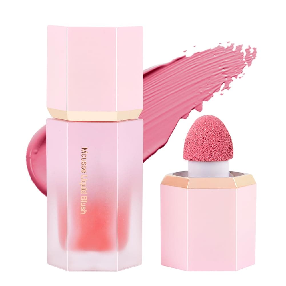 Liquid Blush for Cheeks, Soft Cream Liquid Blush Stick With Fine Glitter, Natural-Looking Face Cheek Tint Blush Makeup, Long Lasting Blendable Lightweight Moisturizing Beauty Makeup for Cheeks