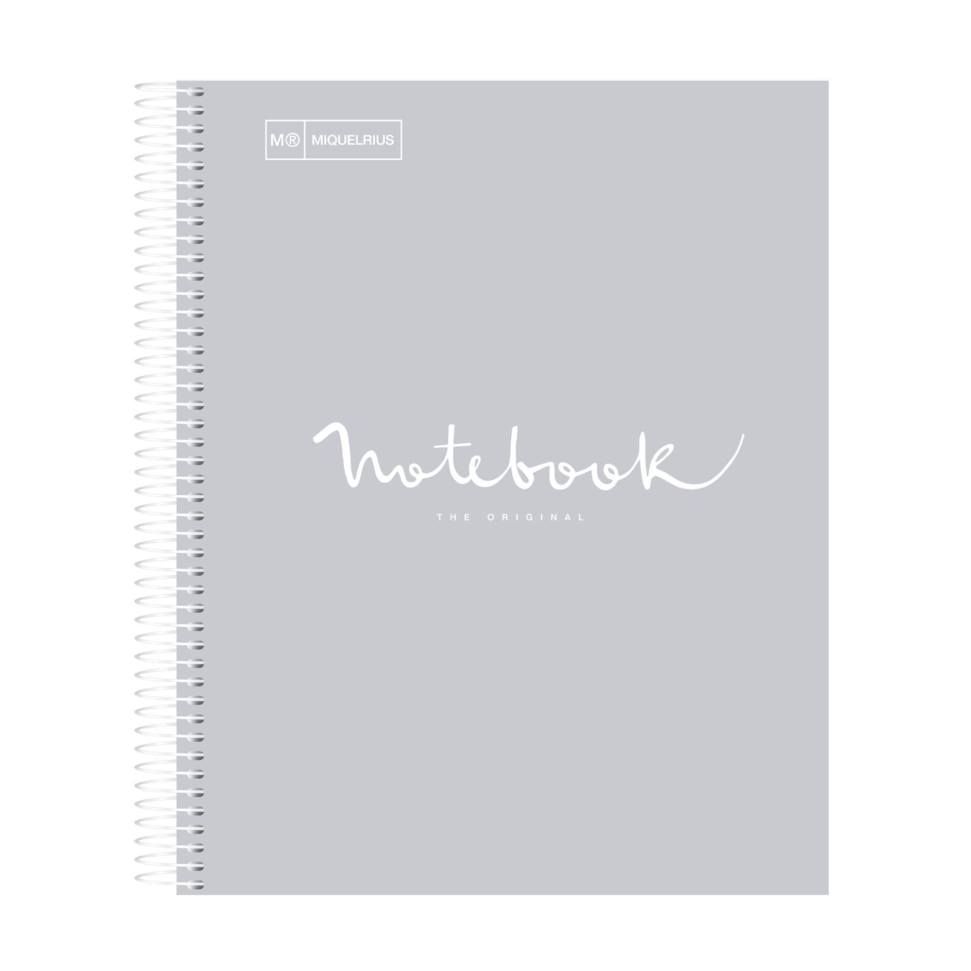 ROARING SPRINGMiquel Rius M Emotions 1 Sprial Subject Notebook, Lined 11" x 8.5", 80 Sheets Heavy Weight White Paper, 3 Hole Punched, Micro-Perforated, Gray Board Cover