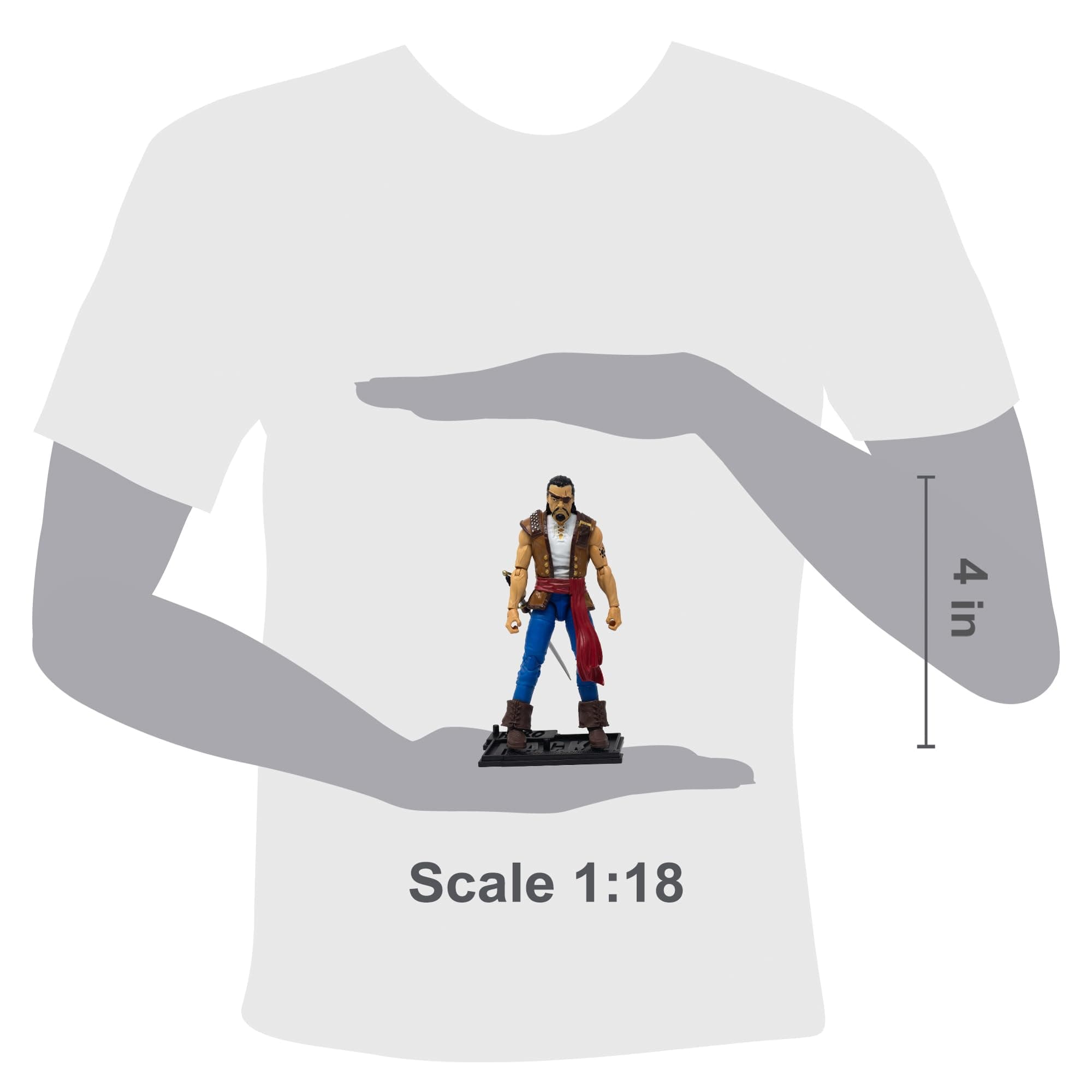 Boss Fight Studio Hero H.A.C.K.S. The Phantom Singh Pirates Action Figure – Highly Articulated Figurine with Accessories Including Alternate Pieces, Holster with Loops, Pistols, Saber, & Stand – 1:18