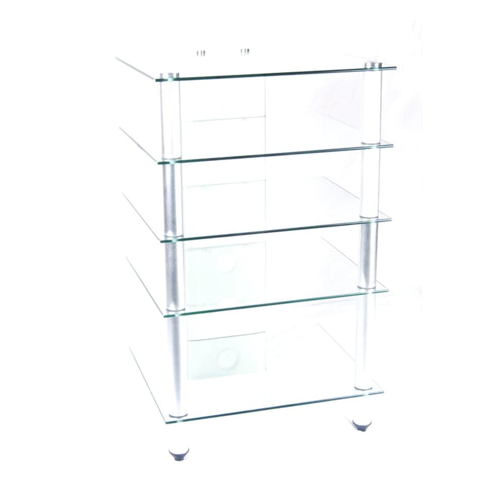 Clear Glass and Aluminum Component Audio Rack