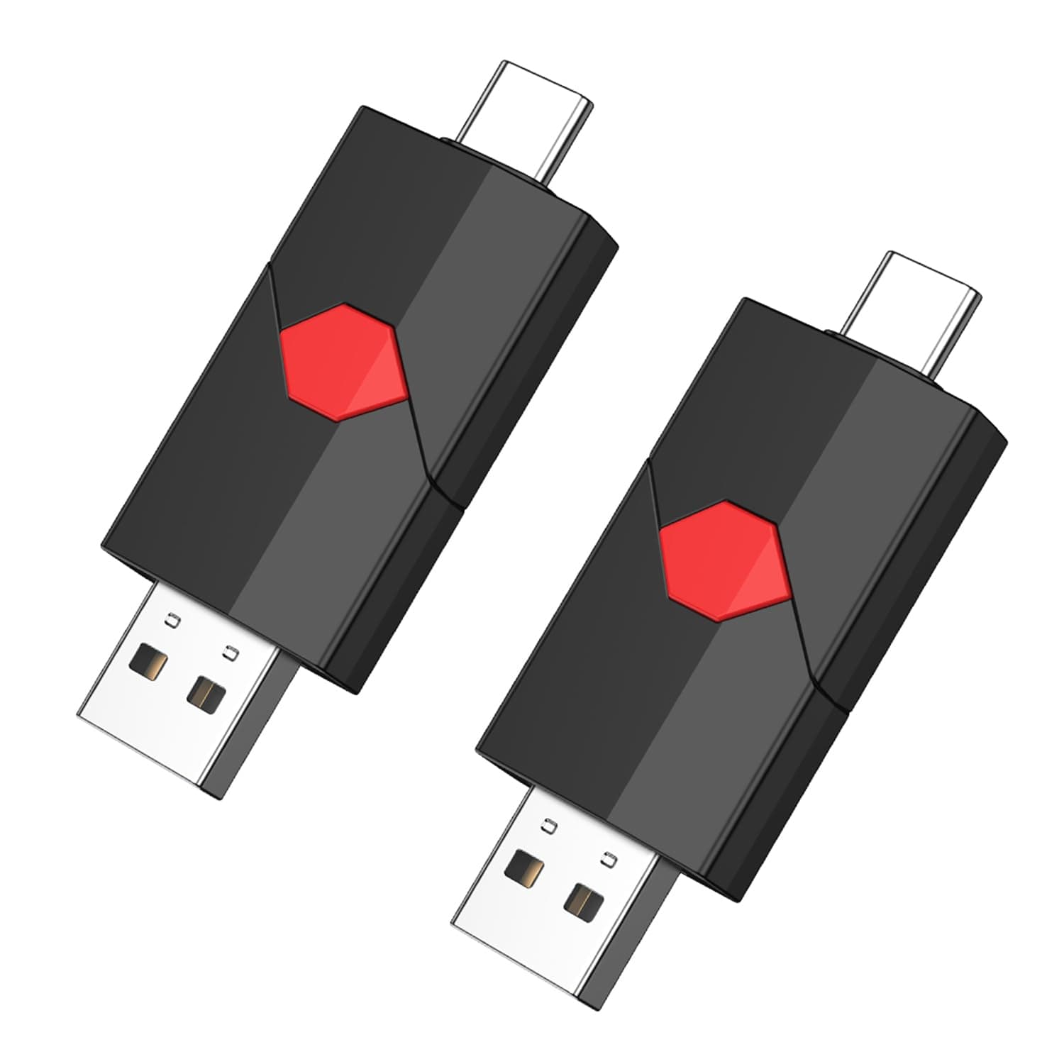 Aiibe 128GB USB C Flash Drive 2 Pack Type C + USBA 128GB USB Drives Push-Pull USB2.0 Memory Stick Thumb Drive for iPhone 15 Android Phones Tablet Computer (2 Pack)