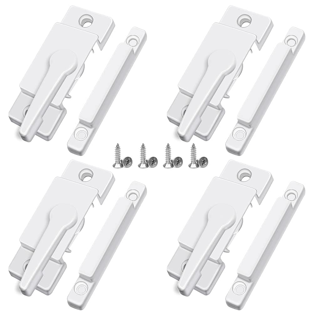 ZUONAI Window Sash Lock White 4 Pack Vinyl Window Sash Lock and Keeper Sash Locks for Double Hung Windows RV Window Sash Lock Slider Window Latch Metal Security Die-cast Sliding Window Sash Lock