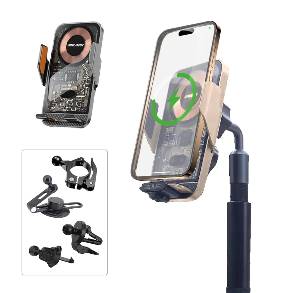 SPLACHZippy Wireless Charging Phone Holder, all scenario Mounts, auto-sensor Phone Holder, Compatible with iPhone Samsung Google and All 4.7''-6.8'' Phones