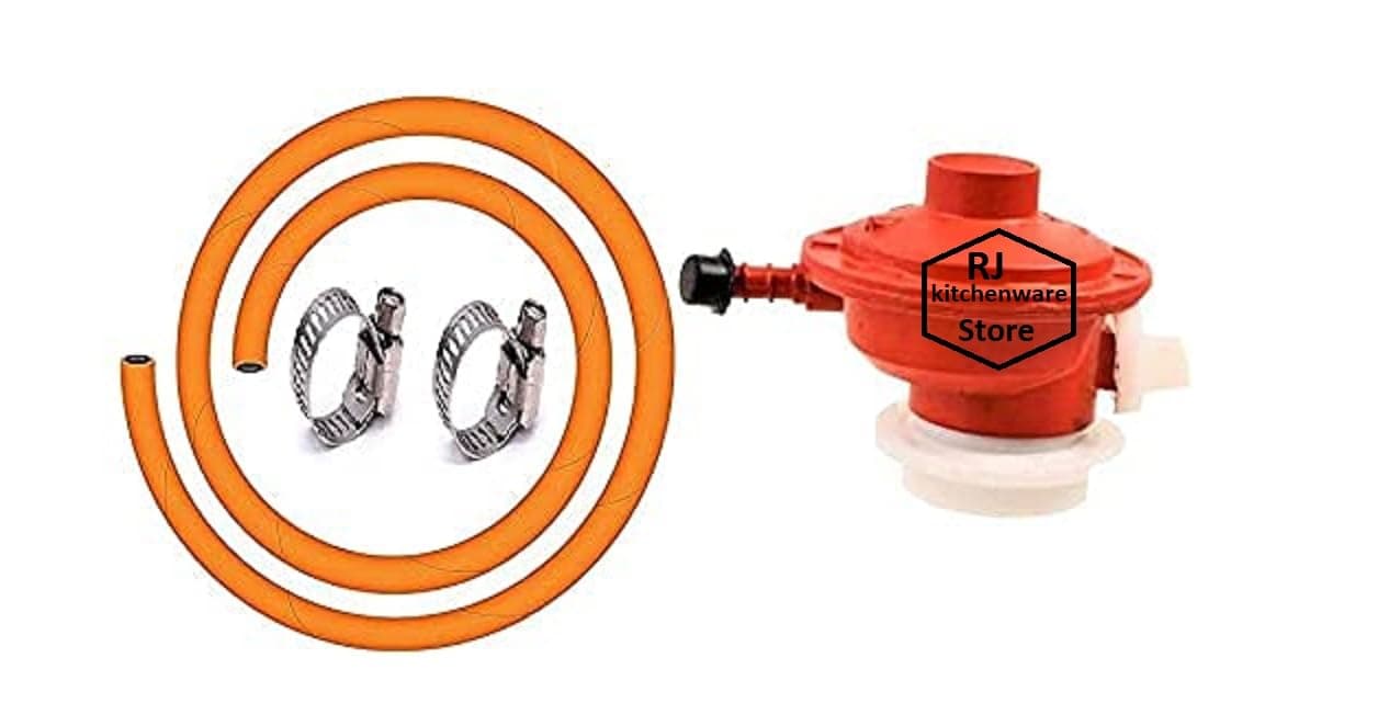 RJ kitchenware Store Gas Regulator Pipe 1.5 Miter Pipe with Free 2 House Pipe Clamps Pack of 4