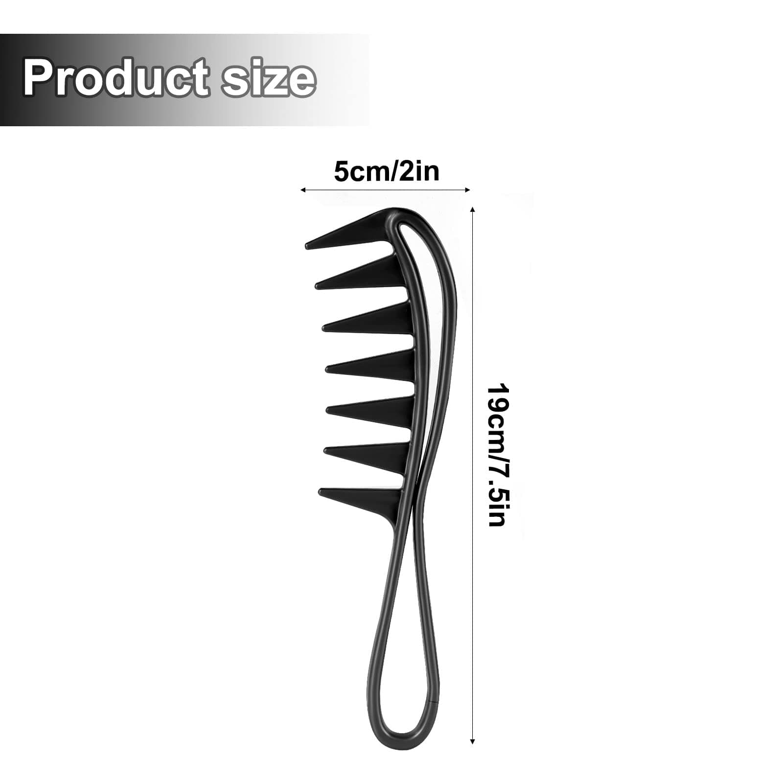 KINBOM 2Pcs Large Tooth Combs Wide Tooth Curl Shark Teeth Hair Hairstyle Tool for Curly Wet Wavy Thick Hair Wigs Barber Salon, Women Men (Black, Grey)