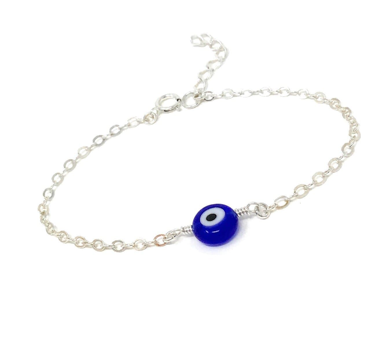 Dainty Evil Eye Bracelet - Sterling Silver