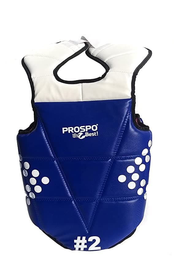 Prospo Taekwondo Chest Protector (Reversible)/ Solid Padded Chest Guard/Body Protector for Kung fu/MMA/Kickboxing/JUIJUTSU/Judo/WHUSHU (Size 2)