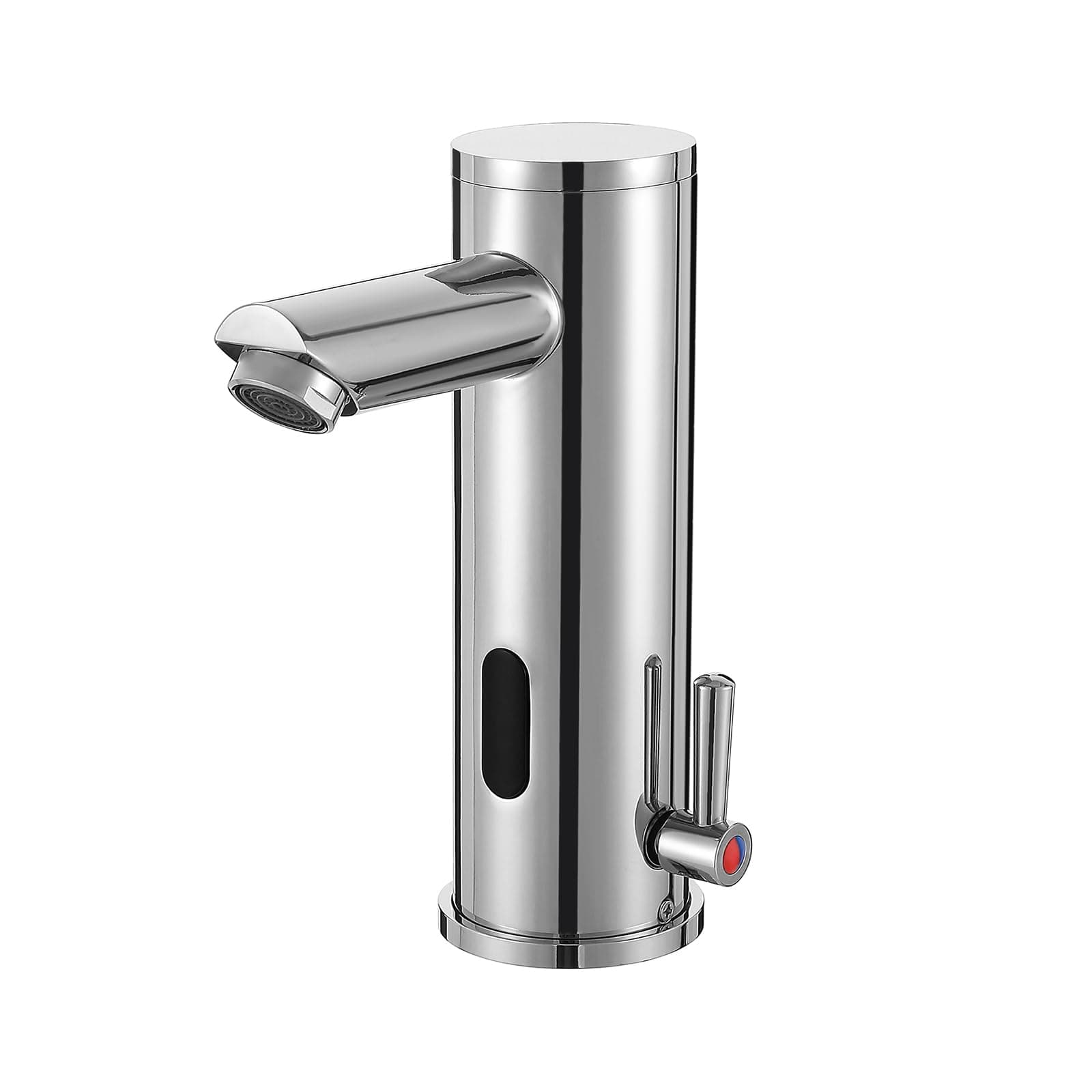 Automatic Touchless Bathroom Sink Faucet Motion Activated Sensor Hands Free Auto Off 1 Hole Commercial Infrared Brass Basin Faucets Adjustable Cold Hot Single Handle Water Mixer（Chrome）