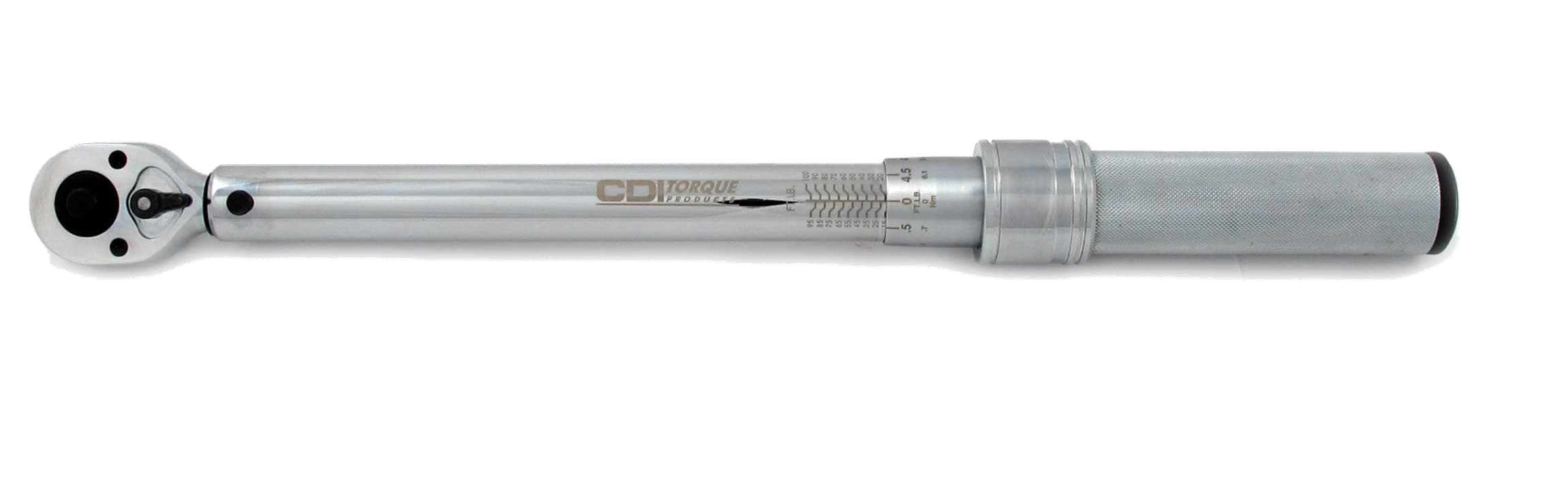 CDI 3/8 Inch Drive Adjustable Click Torque Wrench, Range 5-75 Ft Lbs / 10.2-98.3 Nm (752MFRMH)