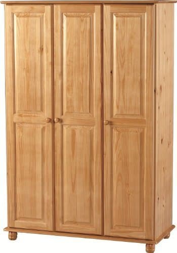 Sol 3 Door Wardrobe in Antique Pine