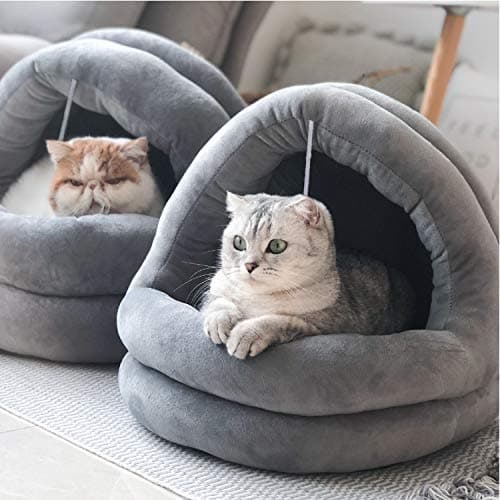 Tempcore Cat Bed for Indoor Cats, Machine Washable Cat Beds, Cat Beds for Indoor Cats or Small Dogs,Anti-Slip & Water-Resistant Bottom