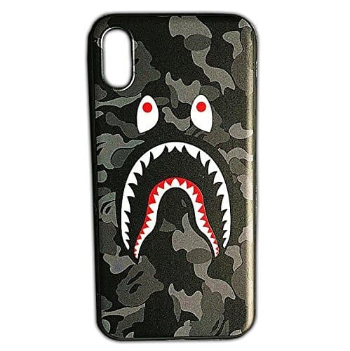 Bape | A Bathing Ape iPhone X 10 Phone Case | Black Grey Camouflage Shark Jaw