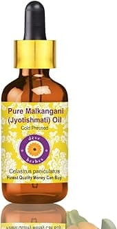 Deve Herbes Pure Malkangani (Malkangani/Jyotishmati) Oil (Celastrus paniculatus) with Glass Dropper Cold Pressed 15ml
