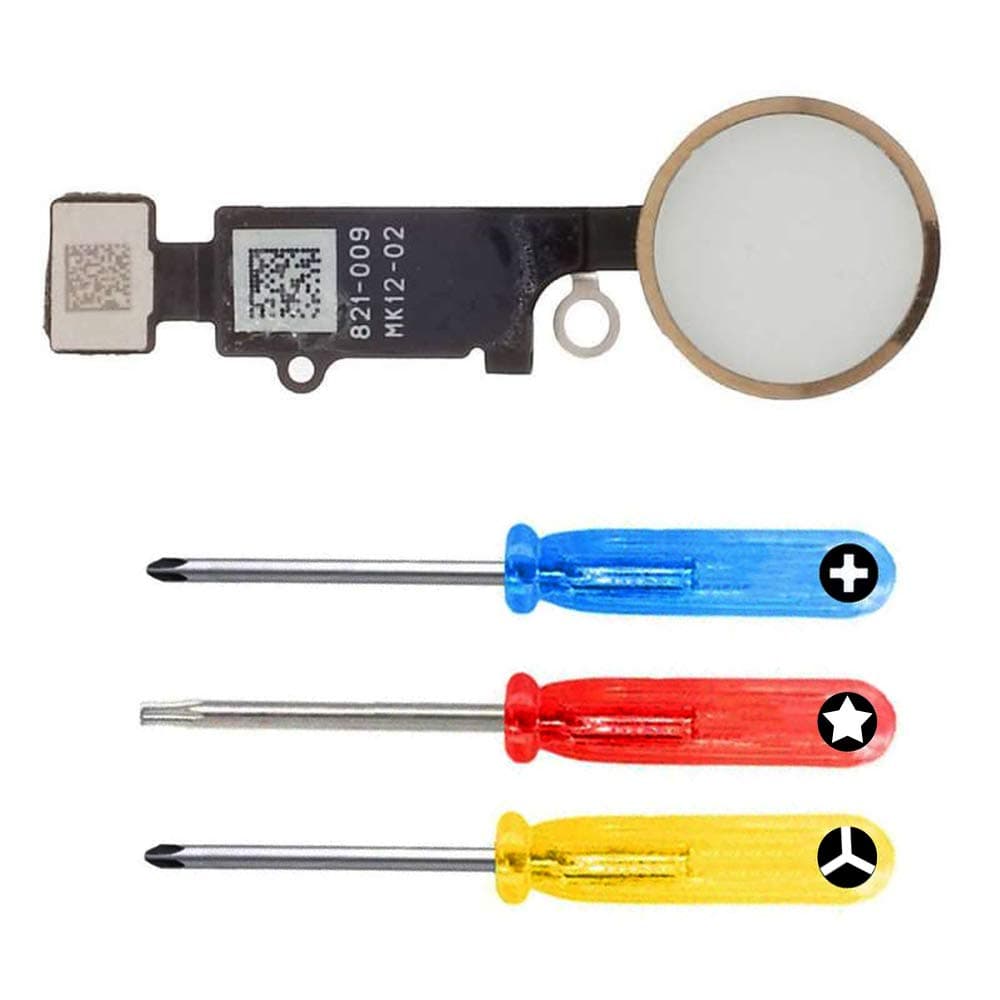 FirefixTM for iPhone 8 and 8 Plus Home Button Key with Flex Cable and and Screwdrivers Replacement (Gold)