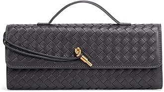 Covelin Women's Handmade Woven Evening Bag Leather Shoulder Clutch Handbag Fashion Crossbody Purse