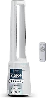 – Pro Breeze® OmniAir 41" Bladeless Tower Fan with Air Purifier - Silent Standing Portable Circulator - Remote Control, HEPA Filter, LED Display, 10 Fan Speeds, 5 Modes & 60° Oscillation