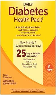 Nature Made Diabetes Health Pack, Pack of 1, 60 packets each pack, bundle with Textila Pill Organizer