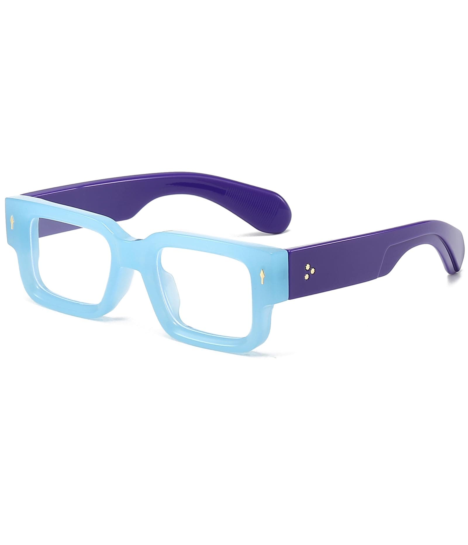 Square Thick Frame Glasses for Women Men Chunky Rectangle Blue Light Glasses Non Prescription Eyeglasses