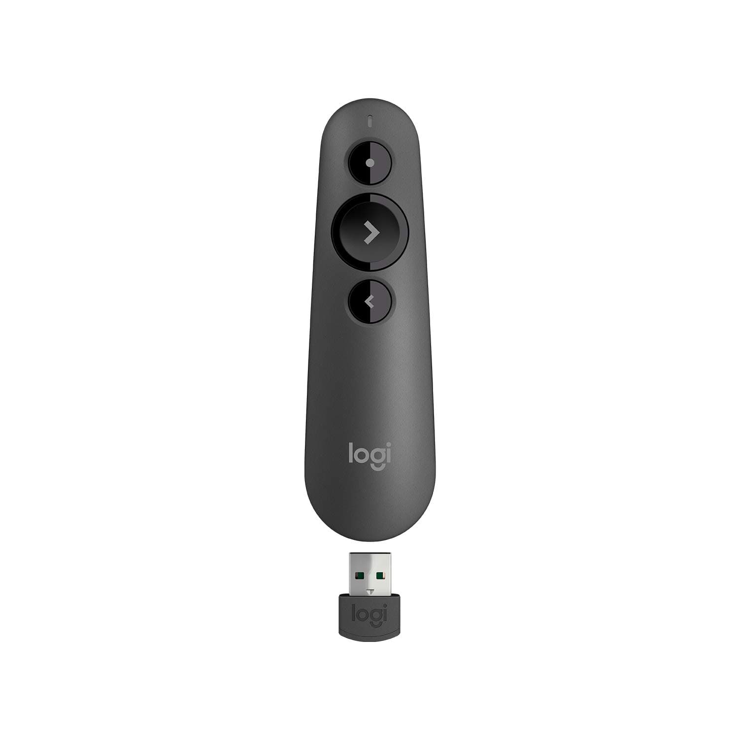 R500s Laser Presentation Remote Clicker with Dual Connectivity Bluetooth or USB for Powerpoint, Keynote, Google Slides, Wireless Presenter - Black (Class 1 Laser)