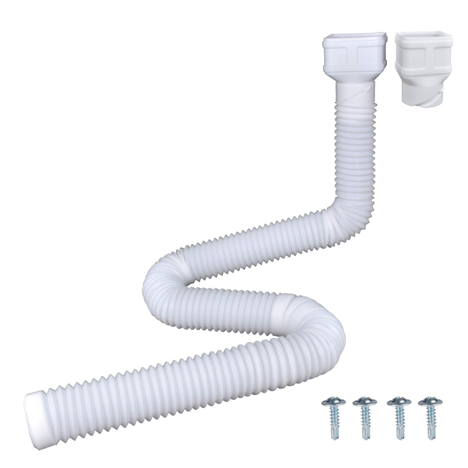 Prestantious 7ft Long Gutter Downspout Extensions, 3.1” OD Downspout Extender Drainage Pipe for 2"×3" Downspout and 3"×4"Downspout, Flexible Pipe Stretched Length 7ft, White,1-Pack