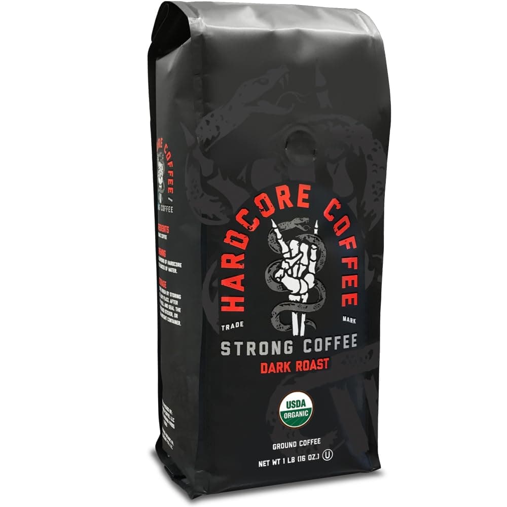 Hardcore Ground Coffee, High Caffeine, Strong Roast, 16 Oz