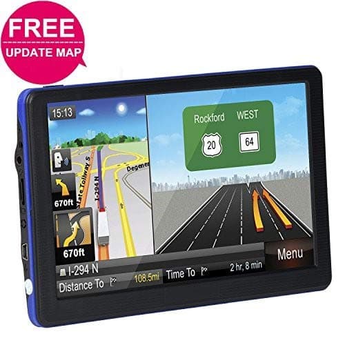 Car GPS Navigation System, TSWA Free Lifetime Map Update GPS Navigation for car,SAT NAV, 7" HD GPS Navigator, Vehicle GPS Navigation with USB Cable and Car Charger & Mount