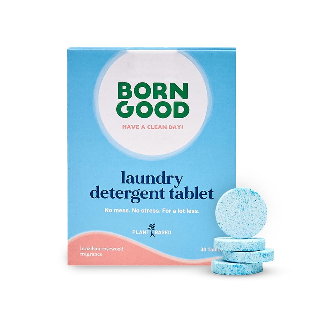 Born Good Laundry Detergent Tablets 30 Count | Plant-Based | Baby & Skin Safe | Spill-Free | Machine Wash Only | Non-Toxic | 40% More Economical Than Liquid Detergents