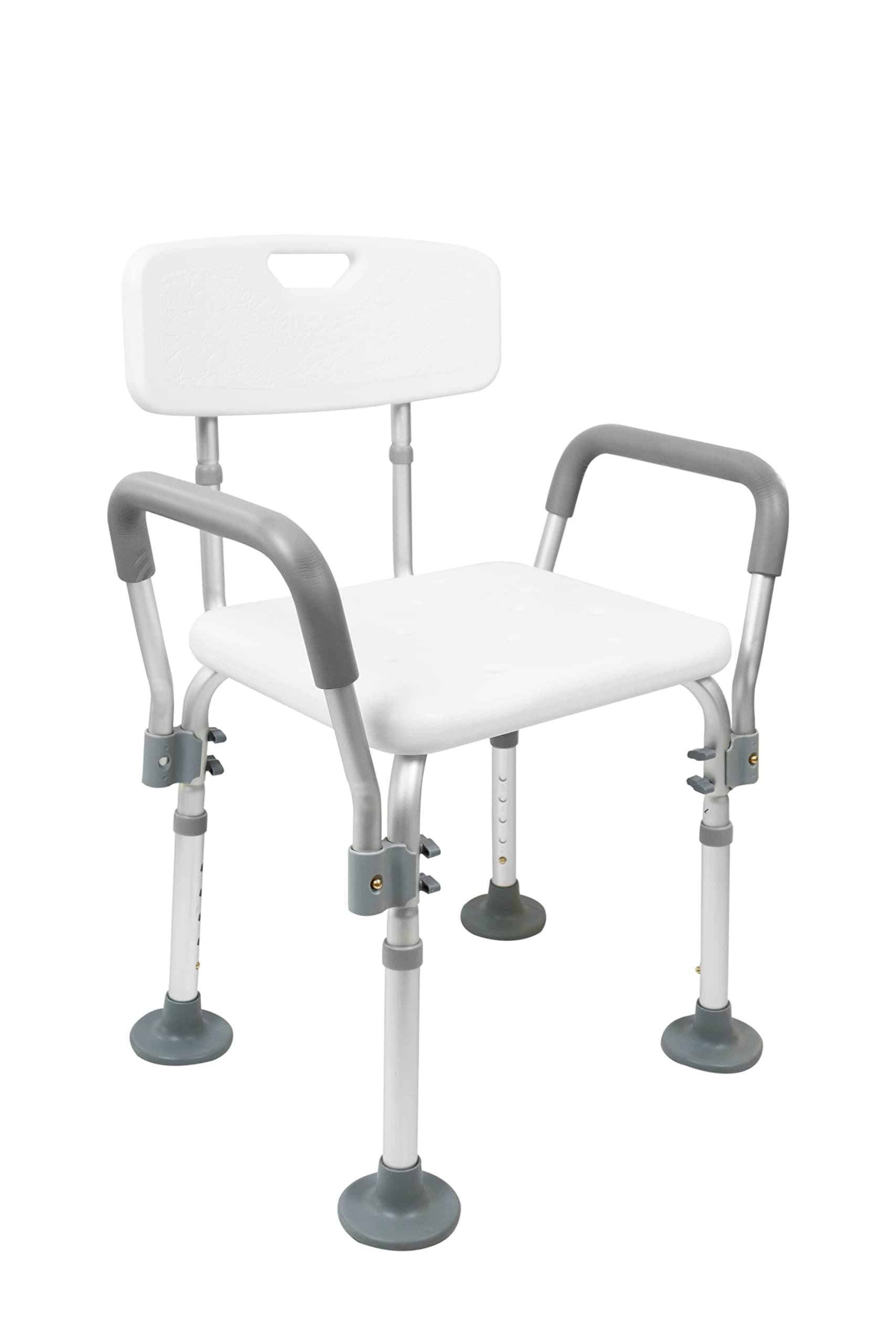 Pepe - Shower Chairs for Elderly with Arms, Adjustable Bath Stools, Non Slip Seats for Disabled, Free Assembly, White