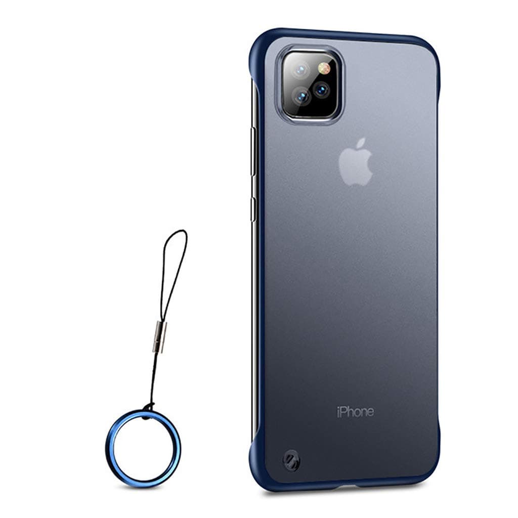 OIFEN iPhone 11 Pro Case, Ultra Thin Frameless Matte Hard PC Shock Absorption TPU Bumper with Non-Slip Rope Pull Ring Case (Blue)
