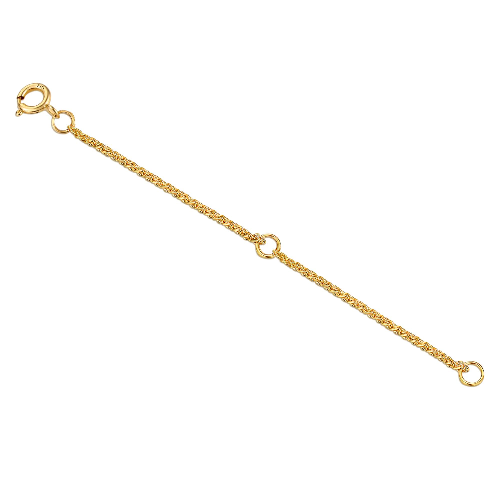 LANCHARMED 18K Solid Gold Extender for Necklace Bracelet Real Durable Adjustable Chain Gold Extension for Women, 2 inches, 金