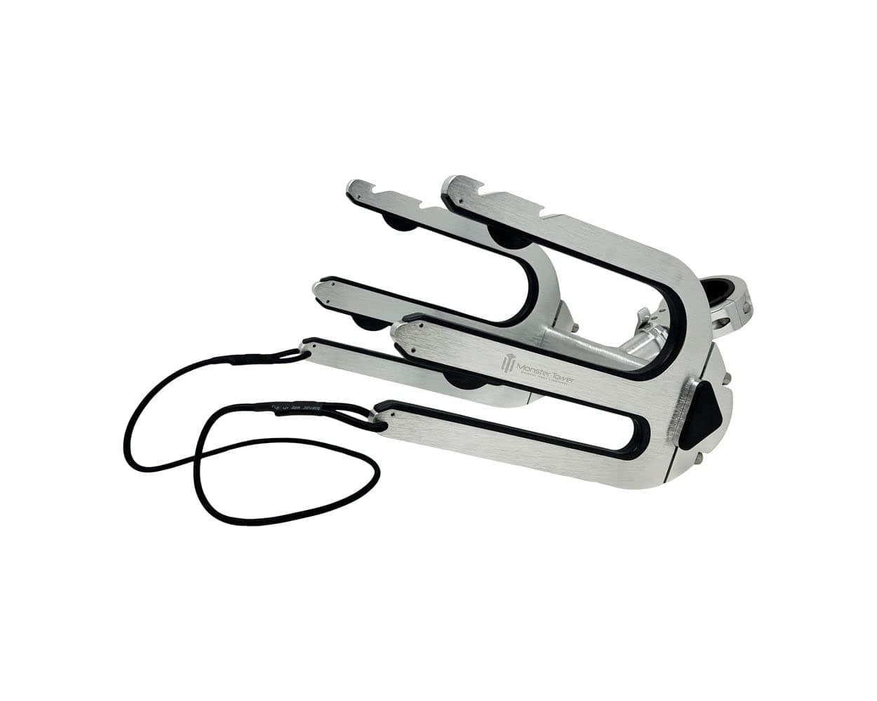 Monster Tower Wakeboard Wakesurf Rack with Retractable Mount - Quick Release, Universal Fit, 360° Rotation, Rubber Bumper, Shock Cord