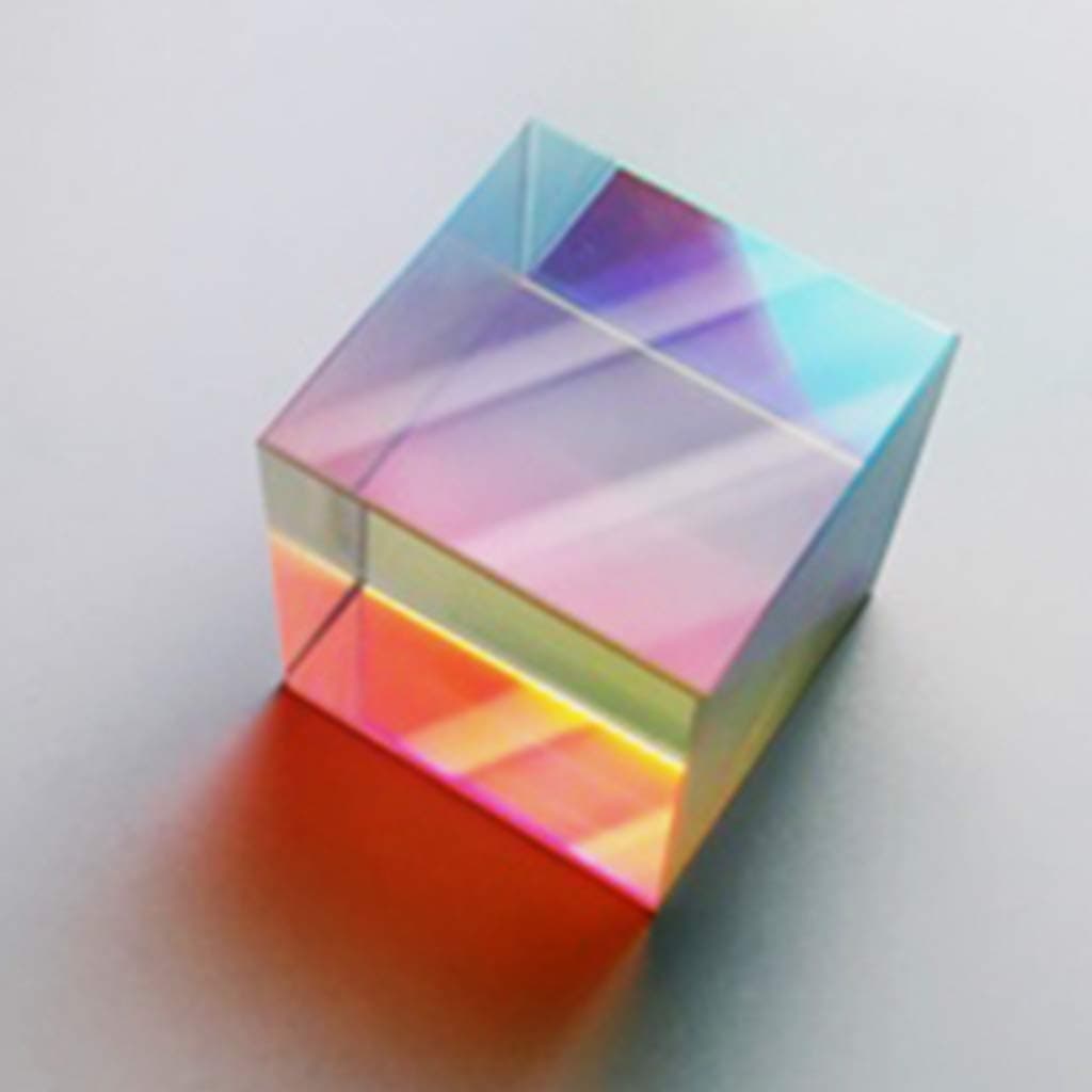 Huyiko Colorful Combine Splitter Cross Cube Dichroic RGB Optical Triangular Prism Optical Glass For Teaching Light Physical Spectrum 20mm