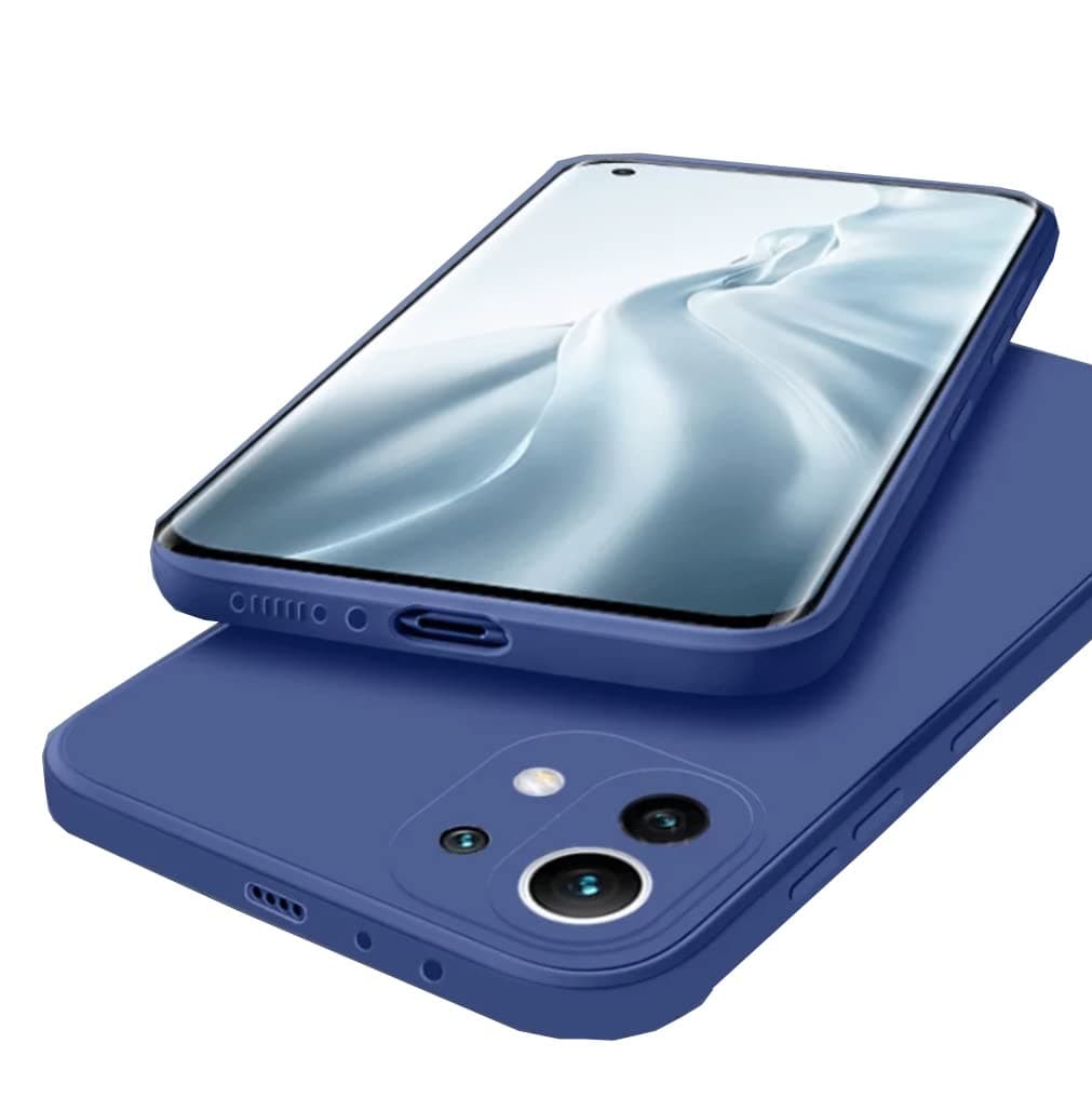 MOBITUSSION Shockproof Camera Protection Back Cover Compatible for Xiaomi Redmi 11 Lite/Xiaomi 11 Lite NE (Blue, Liquid Silicone Case)