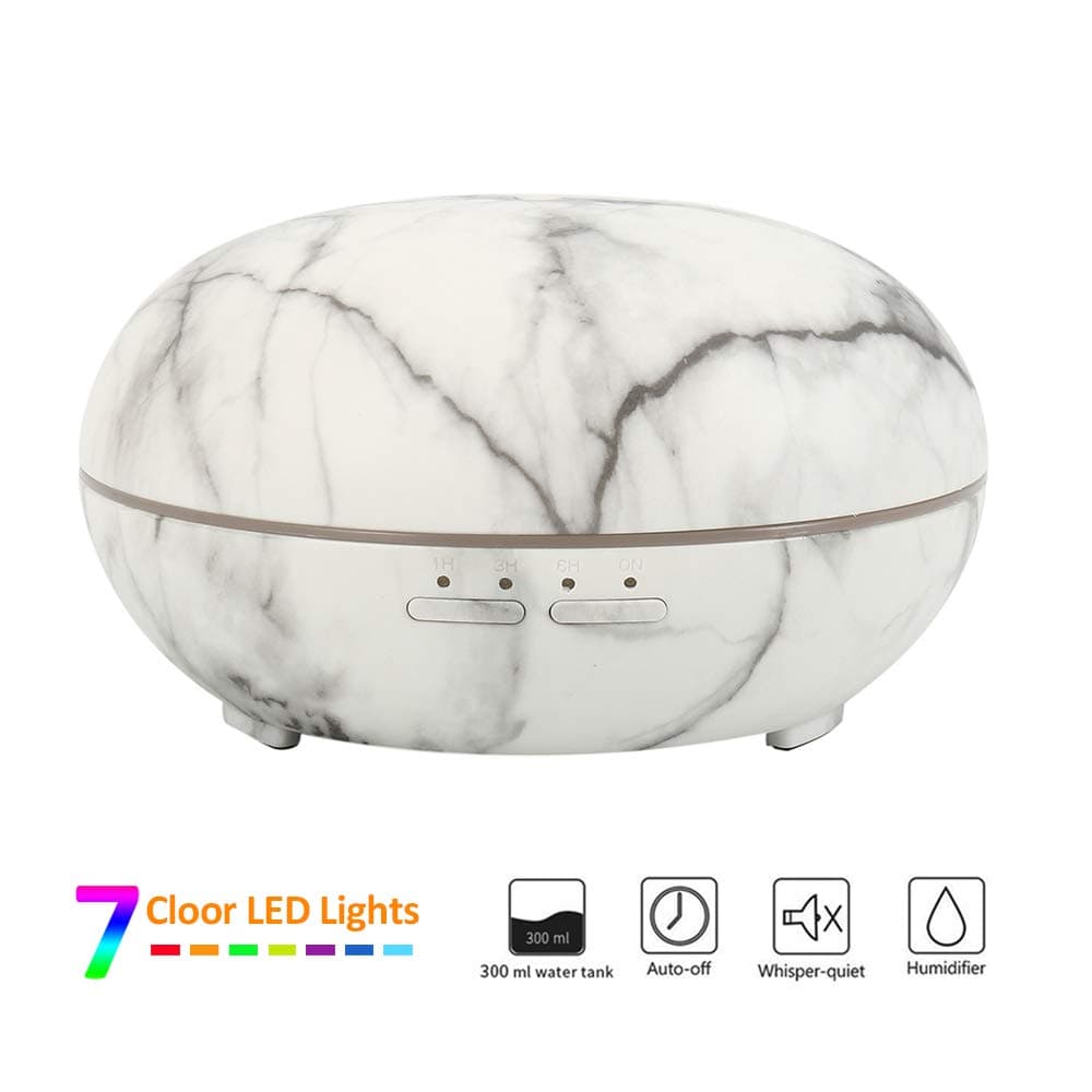 Stronghigheu Essential Oil Diffuser Portable Aroma Diffusers 7 Colors Led Ultrasonic Humidifier Air Purifier with Cool Mist for Yoga Office Spa Bedroom Baby Room 300ML Marble Grain