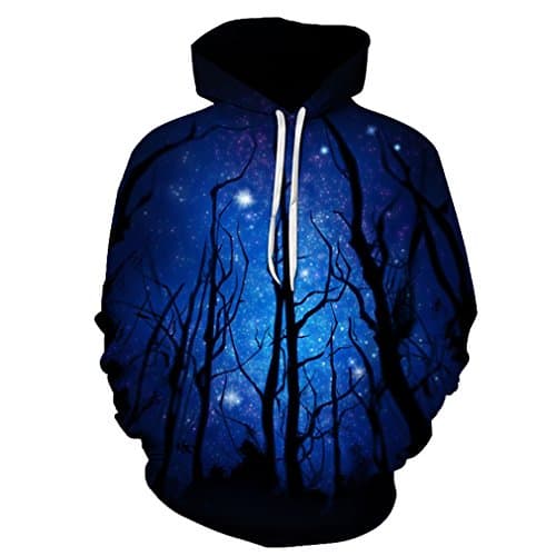 Night Tree Printed Sweatshirts Pullover Funny Tracksuits 3D Autumn Winter Hoodies Male Hooded Pocket Jackets XL