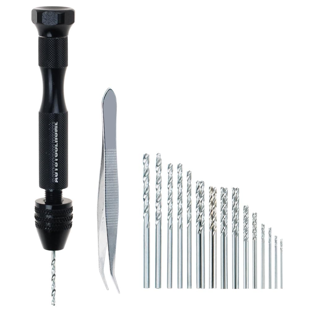 Precision Pin Vise Hand Drill with 25pcs Micro Twist Drill Bits Set (0.5-3.0mm) Mini Hand Drill Rotary Tool for PCB,Metal,Wood,Jewelry,Plastic,Resin Manual Making DIY Assembling Drilling