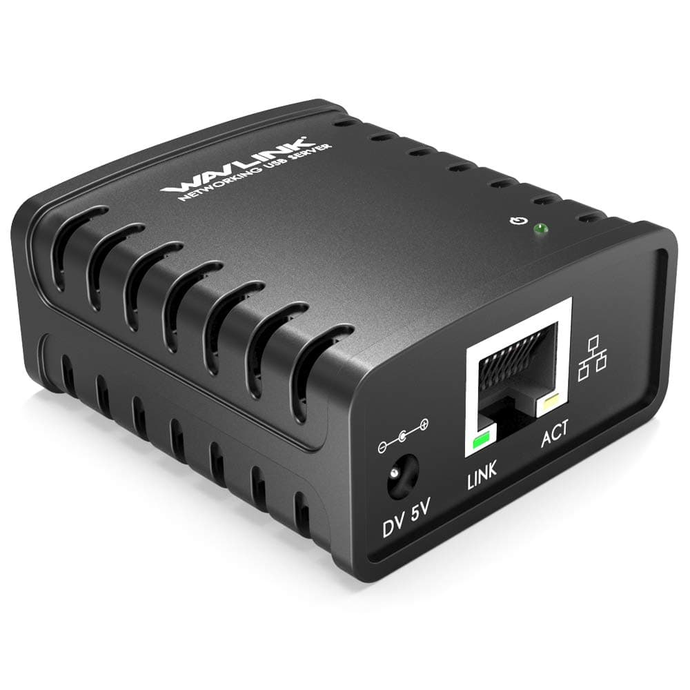 WAVLINK Print Server, 10 / 100Mbps Ethernet to USB 2.0 Network LPR Print Server for Windows